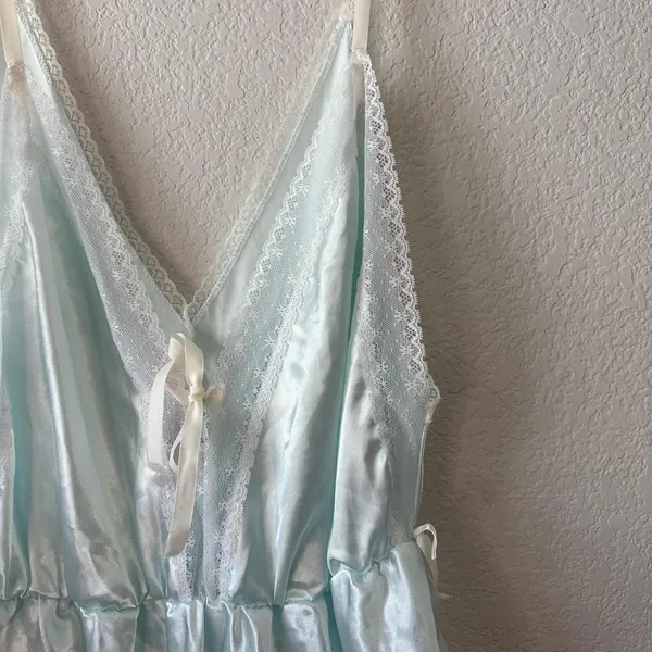 Elegant Light Blue Women's Satin and lace Romper - Image 2