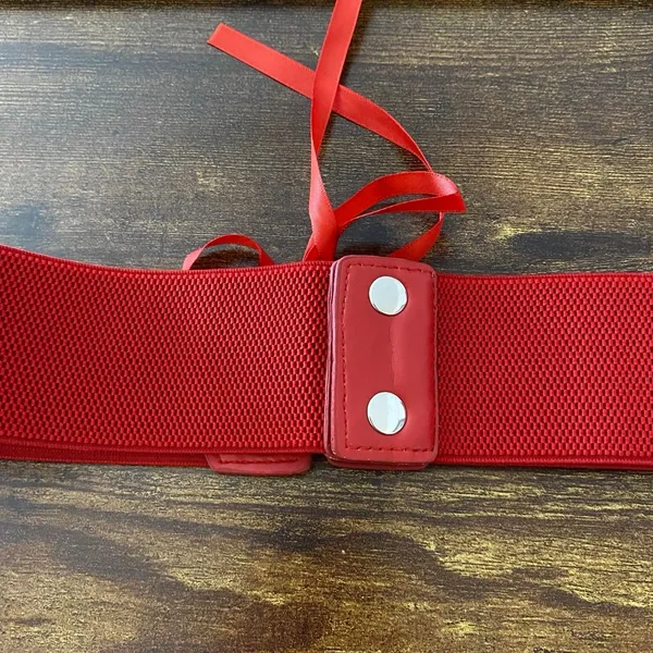 Red Y2K Lace Up Corset Stretchy Wide Waist Belt, Fits Up to 40 Inches, X7GA1309 - Image 6