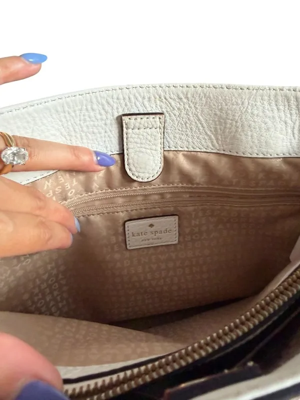 KATE SPADE White Leather Eyelet Satchel Handbag - Image 3