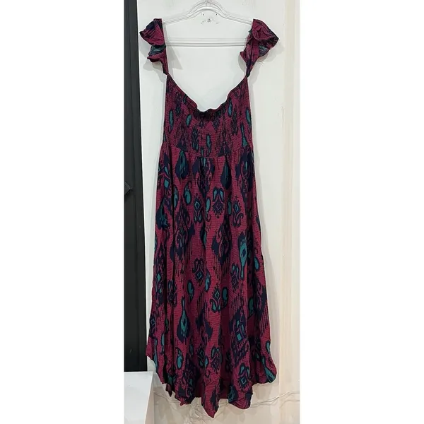 Xhilaration Smocked Off The Shoulder Maxi Dress Size XL Hi Lo Pattern - Image 5