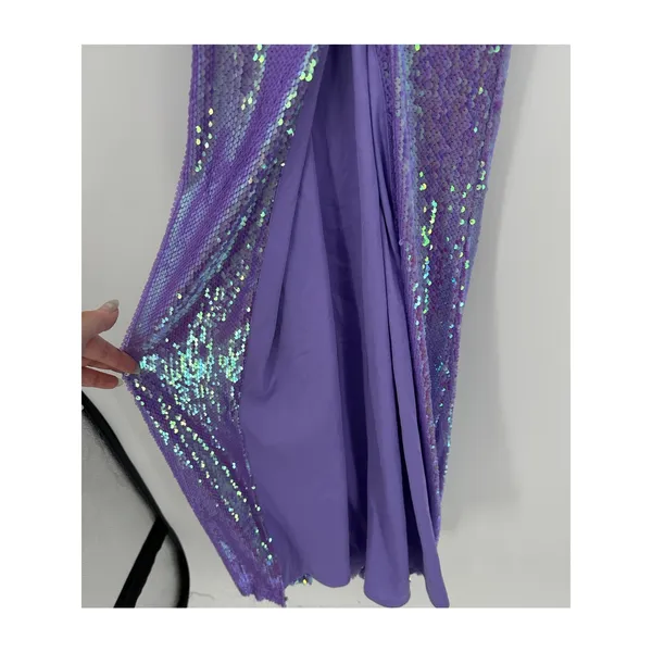Crystal Doll Juniors Size 3‎ Purple Sequin Maxi Dress Gown Slit Prom Gala Formal - Image 3