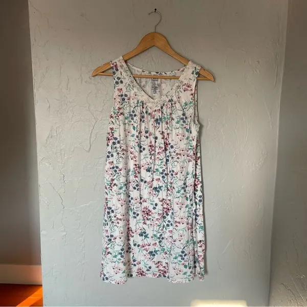 Lace Trim Nightgown Floral dress Cottagecore Cottage Soft Girl Traditional M - Image 2