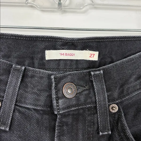 Levi’s 94 Baggy Wide Leg Jeans Women’s Size 27 Cropped Black Denim - Image 3