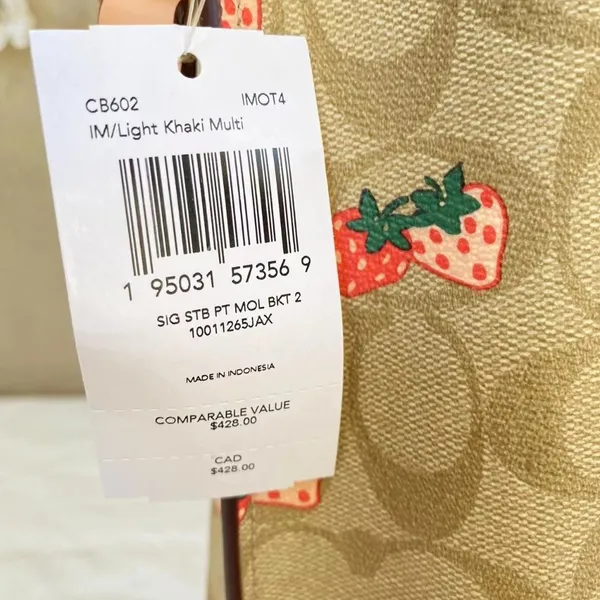 Coach Mollie Bucket Bag 22 In Signature Canvas With Strawberry Print cB602 - Image 4