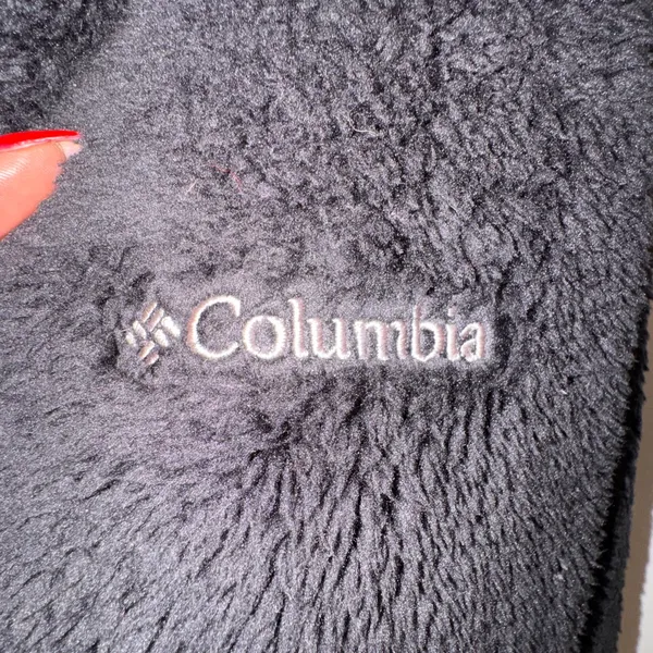 Columbia Black Full Zip Sherpa Fleece Jacket w Stretch Side Panels Size L warm - Image 7