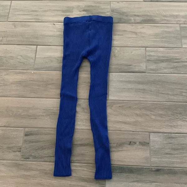 437 Blue ribbed stretch leggings - Image 4