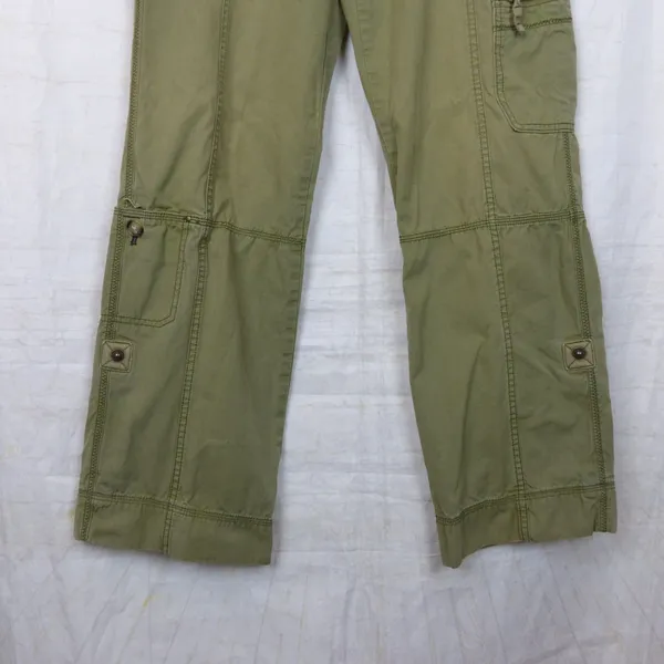 Eddie Bauer Utility Cargo Pants Womens 2 Green Roll Tab Convertible Leg Y2K - Image 7