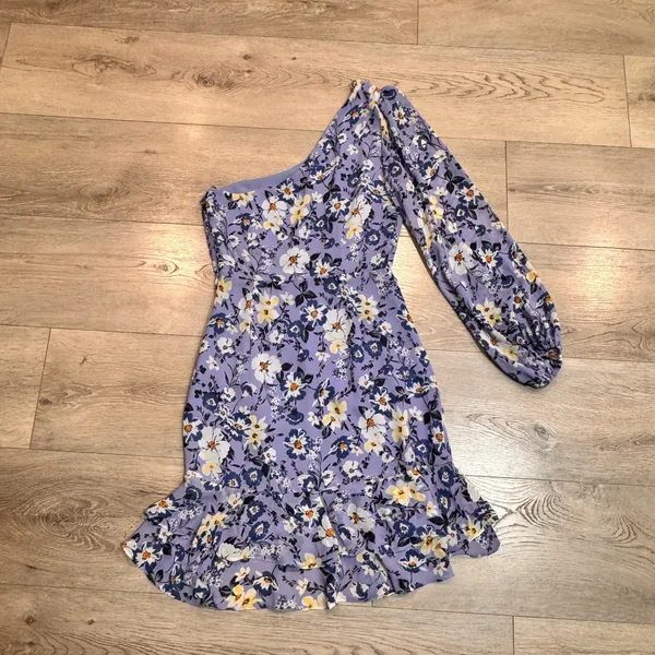 ASTR The Label‎ Blue Floral Size Small S One Shoulder Ruffle Mini Dress Womens - Image 3