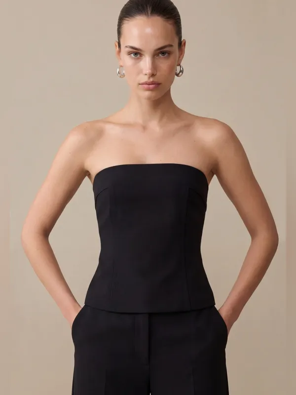 NWT few moda Raven Top size 0 strapless black boning corset blouse CAARA - Image 5