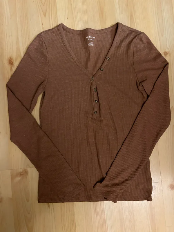 American Eagle Waffle Long Sleeve Henley Tee - Image 2