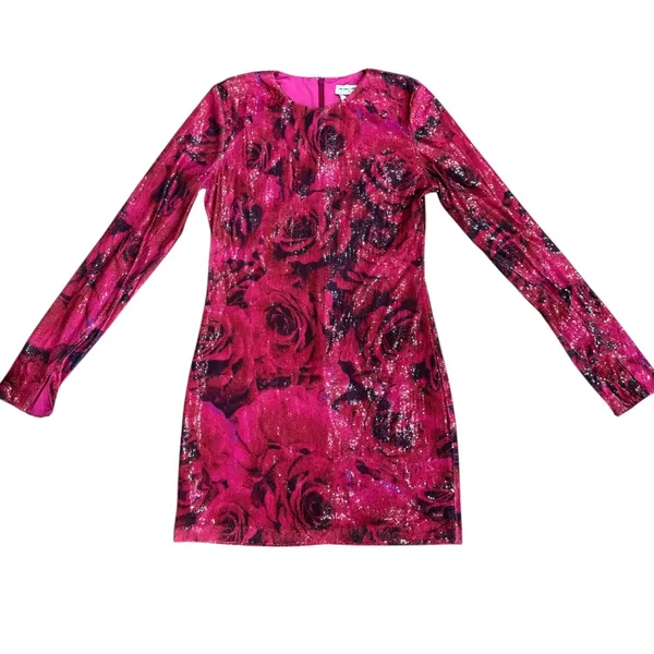 NWT Amanda Uprichard‎ Ayla Mini Dress Samira Pink Sequin Size Large - Image 5