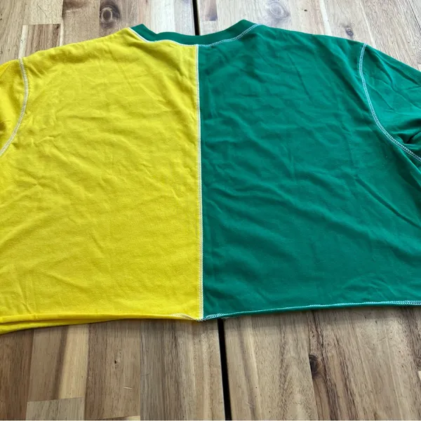 University of Oregon Ducks Half & Half Cropped Tee Green Yellow Women’s - Image 6