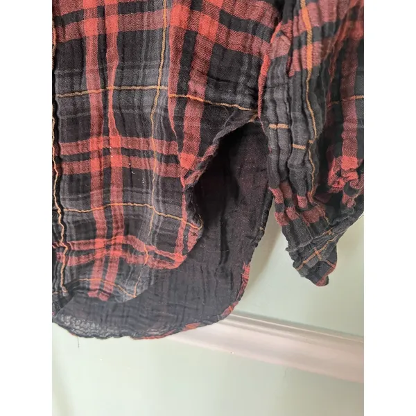 Zara Womens Plaid Button Shirt Top‎ Premium Denim Collection Red XS - Image 2