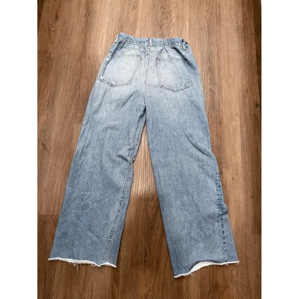 Rag & Bone Miramar Wide Leg Pants Blue Denim Print Distressed Cotton S/P 4028 - Image 3