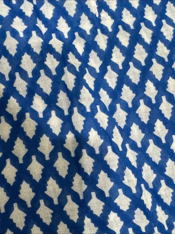 Mul cotton Blue and White Embroidered V-Neck Tunic Top kurti top - Image 8