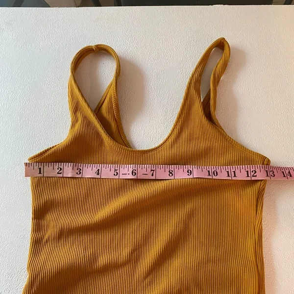 Abercrombie & Fitch Ribbed Bodysuit Women’s S Mustard Scoop Neck Y2K - Image 4
