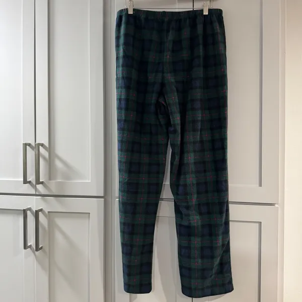 Lauren Ralph Lauren Womens Blue Green‎ Plaid Fleece Pajama Set Medium Crest Logo - Image 2