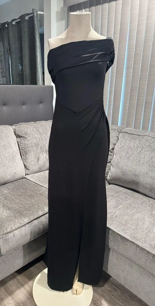 🌸AMTIOUS ruched stretch long dress ✨ Black Size L - Image 4