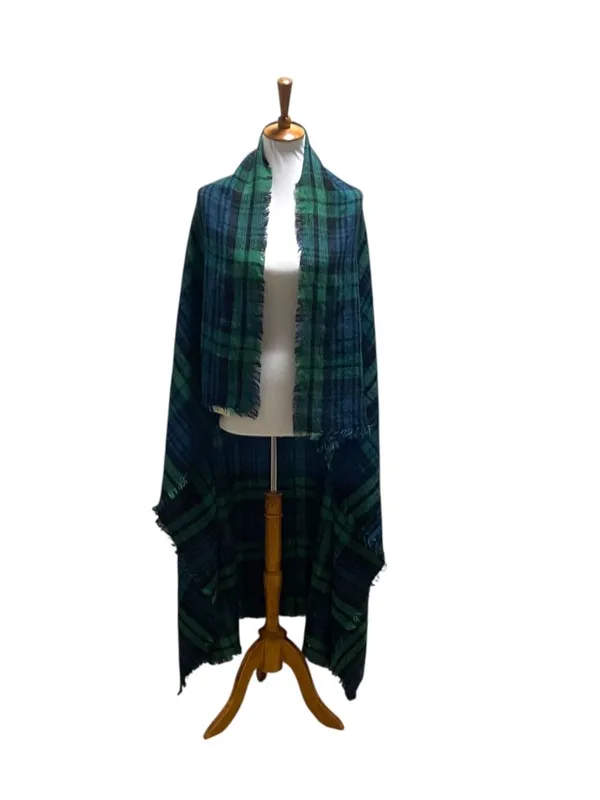 ModCloth Tartan Plaid Blanket Scarf Green One Size Preppy Coastal Academia Fall - Image 11