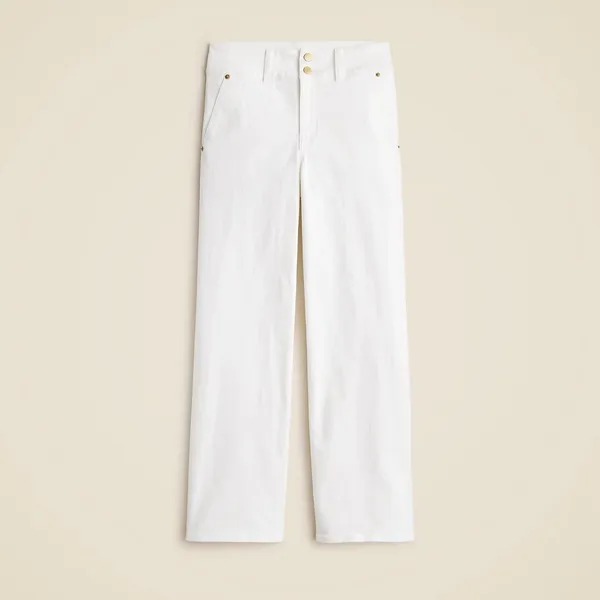 NWT!! J. CREW Slim Wide Jeans Stacked Buttons Solid White Size 30 Petite 30P - Image 11