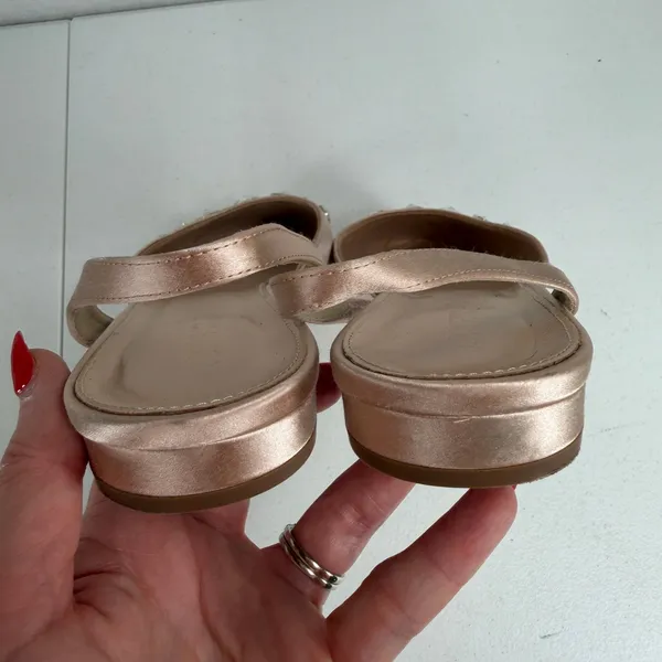 J.Crew 8.5 Blossom Slingback Flats Satin Rose Gold Crystal Embellished Shoes - Image 10