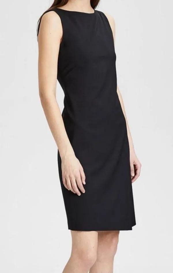 Theory Risbana New Stretch Wool Sheath Dress Black size 6 - Image 2