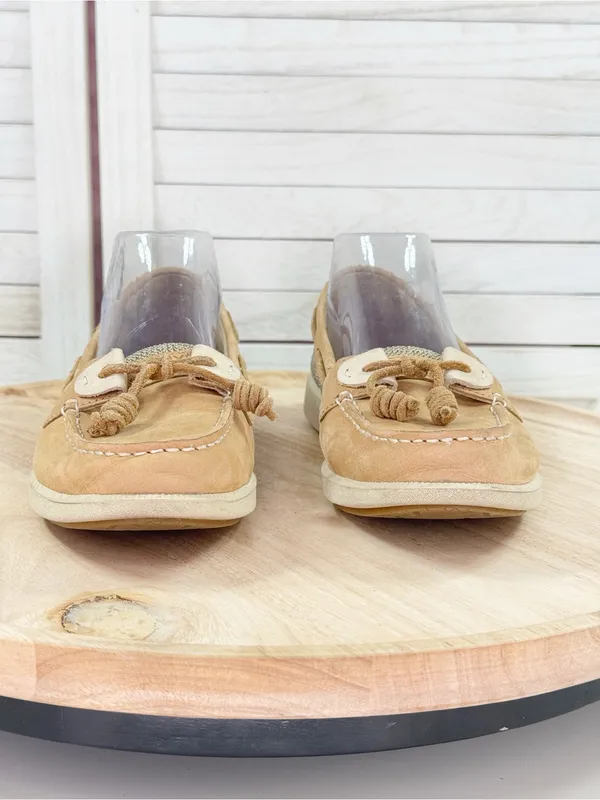 Sperry Oasis Loft Linen‎ Leather Boat Shoes Tan Women’s 9.5 Nautical Preppy - Image 2