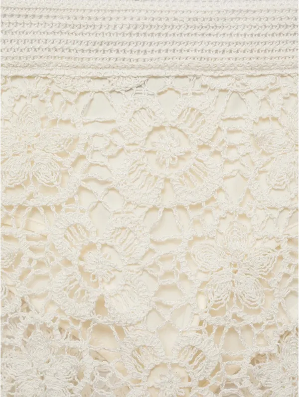 Mango Crochet Floral Mini-Skirt NWT Off White Small - Image 4