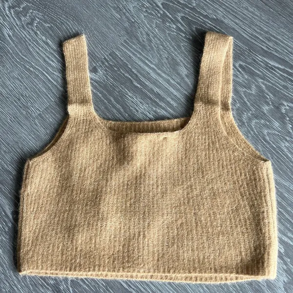 Everlane Crop Top Womens Extra Small Wool Blend Cozy Stretch Camel Brown - Image 10
