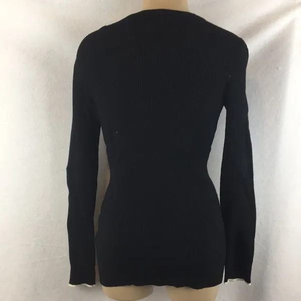 Black Snap Ribbed Long Sleeve Cardigan Sweater by White House Black Market S - Image 4