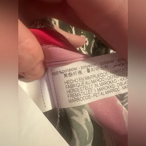 ZARA | Green/Pink Oversized Satin Shirt, Size L - Image 7