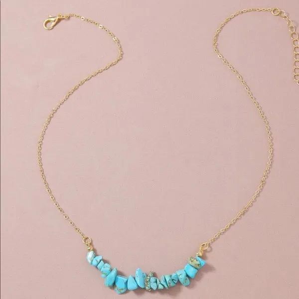 Delicate Turquoise Stone Gold chain necklace - Image 2