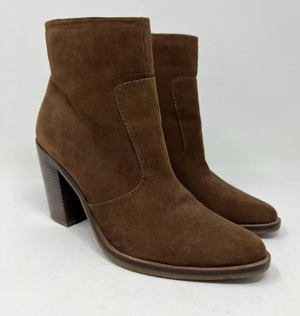 Gianni Bini Tovyy Booties Brown Suede Leather Block Heel Zip Up Women’s Size 7.5 - Image 2
