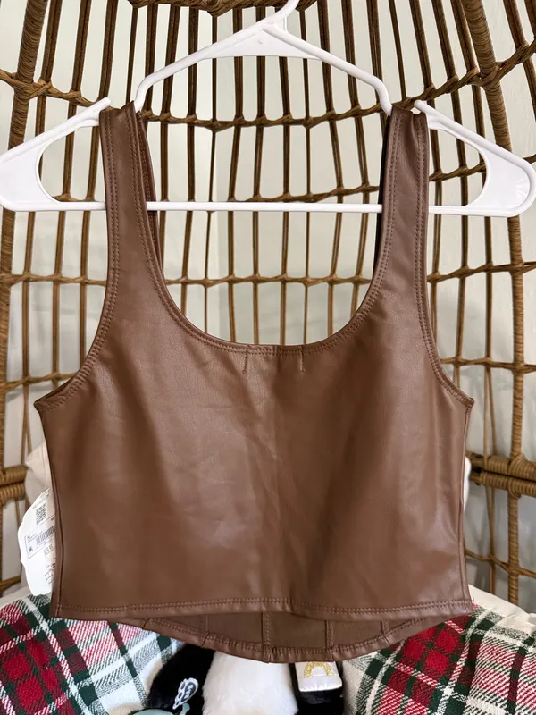 Altar'd State brown leather corset top - Image 3