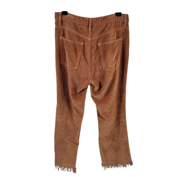 Reformation High Rise Corduroy Crop Flare Pants Frayed‎ Hem High Rise Brown 28 - Image 3