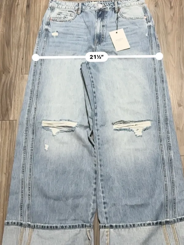 Hidden Jeans High-Rise Light Blue Extra Wide Leg Distressed Jeans - Image 7