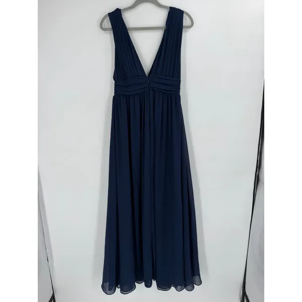 Lulus Maxi Dress Womens S Navy Heavenly Hues Pleated Side Slit Formal Elegant - Image 8