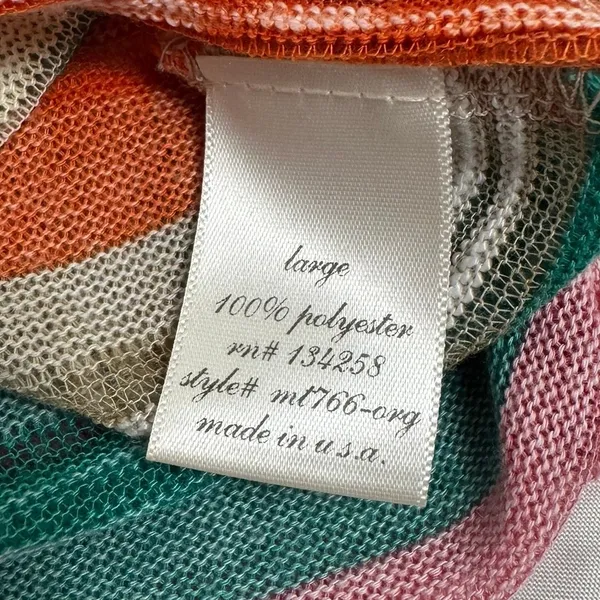 Made in USA Colorful Striped Lightweight Knit Dolman Sleeve Top Size‎ Large - Image 4