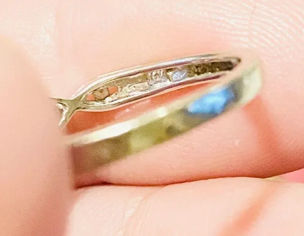 Aquamarine & Diamond Ring 10K White Gold Size 6.75 - Image 4