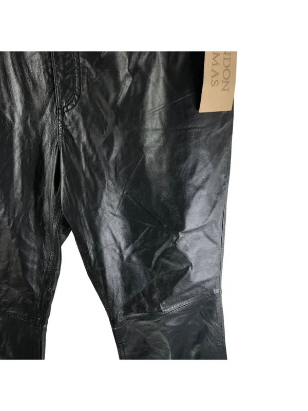 Brandon Thomas Womens Leather Pants Straight Leg Black 14 - Image 2