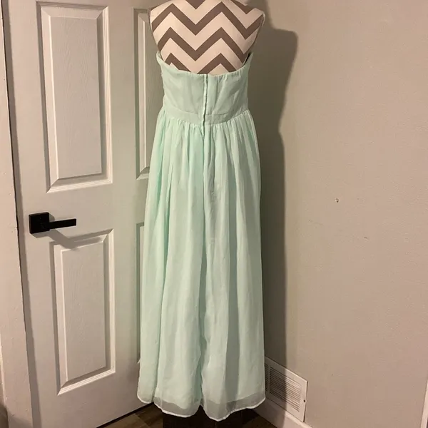 Tevolio women’s strapless chiffon mint green long formal dress size 12 - Image 5