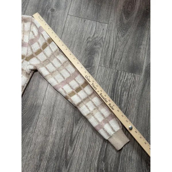 Ann Taylor Plaid Boyfriend Button Front Cardigan in Cream Small - Image 12