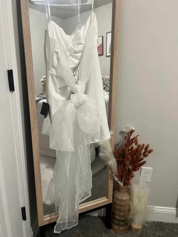 Lulus Mini Dress With Pearl Bow - Image 4