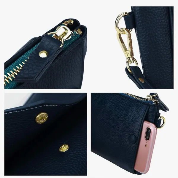 Yaluxe Blue Leather Wristlet - Image 7