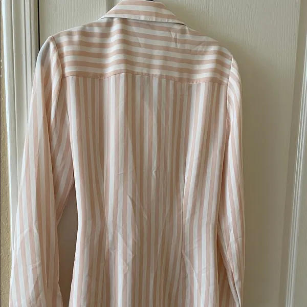 Alex Marie Cream and Blush Striped Wrap Shirt Dress - Image 5