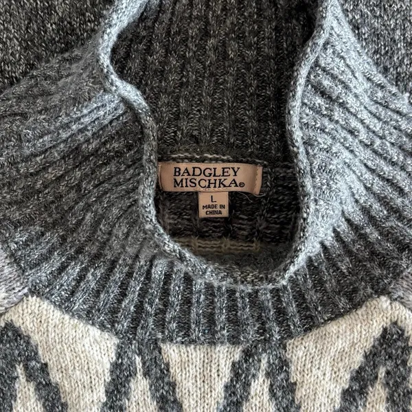 Badgley Mischka Fair Isle Turtleneck Sweater Size L - Image 8