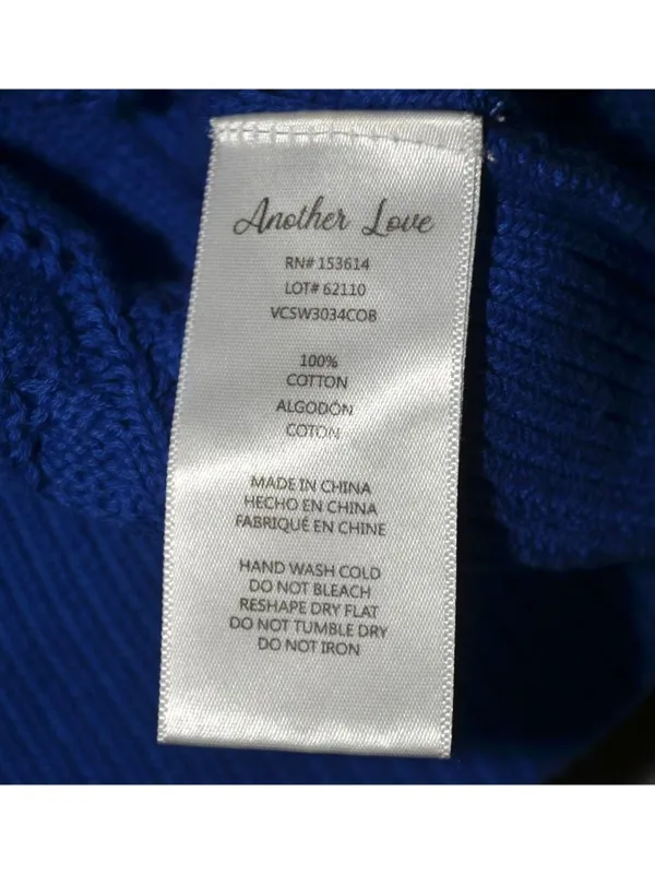 ANOTHER LOVE Size L Pointelle MIRA Flutter Sleeve Cardigan Sweater Cobalt Blue - Image 12