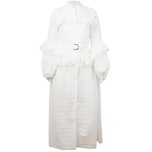 Acler Valentine Ivory Broderie Anglaise Cotton Midi Dress Long Sleeve 2 - Image 16