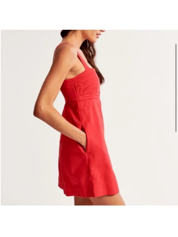 Abercrombie & Fitch Emerson Dress Skort Red Women’s XS Linen Shorts Pocket - Image 13