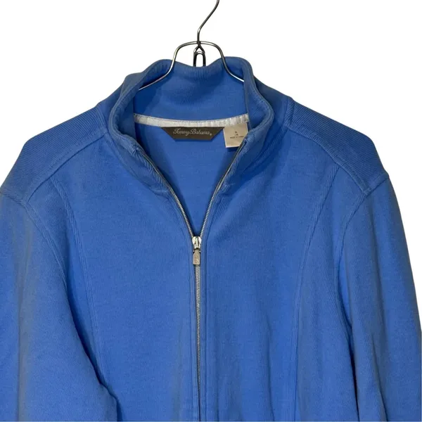 Tommy Bahama Womens Blue Full Zip Mockneck Fleece Jacket Stretch XL TW5192 - Image 2